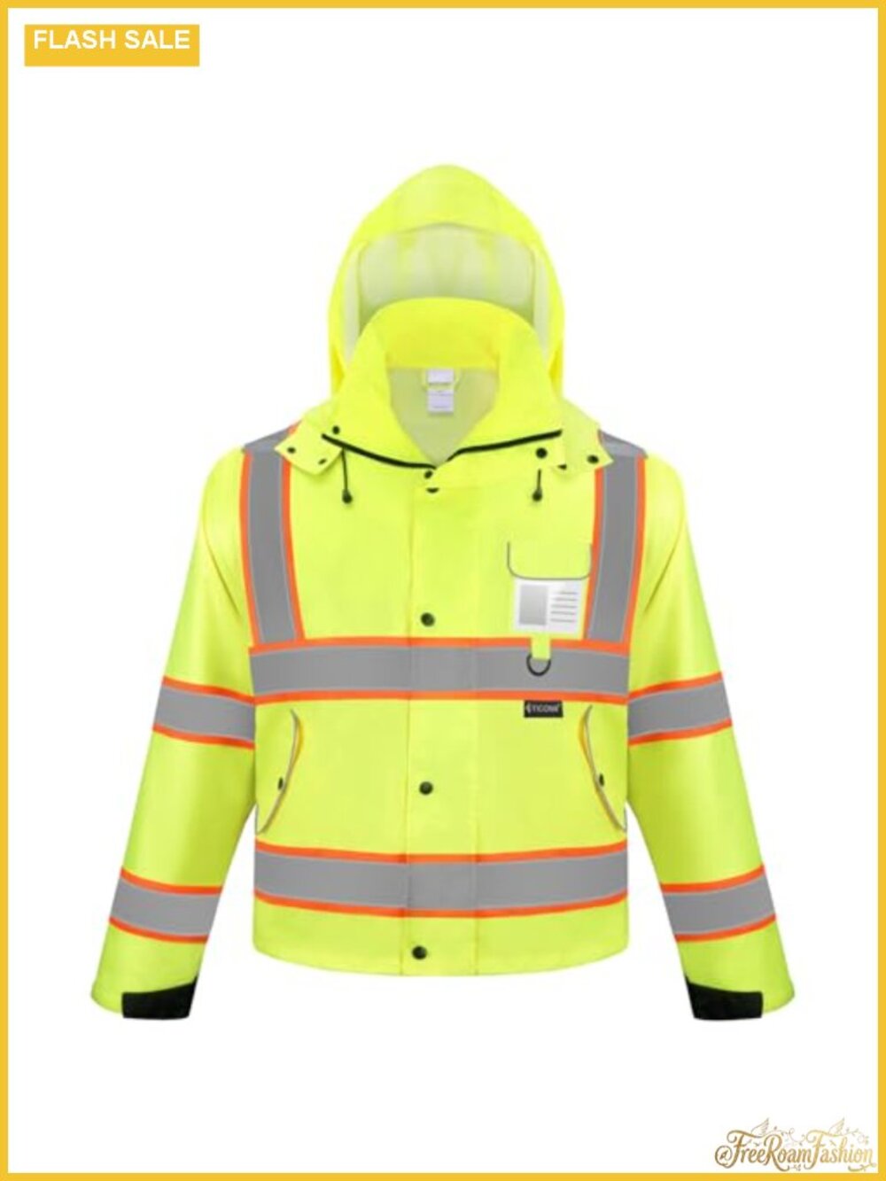 Reflective Rain Jacket Waterproof ANSI Class 3 Hi Vis Safety Coat